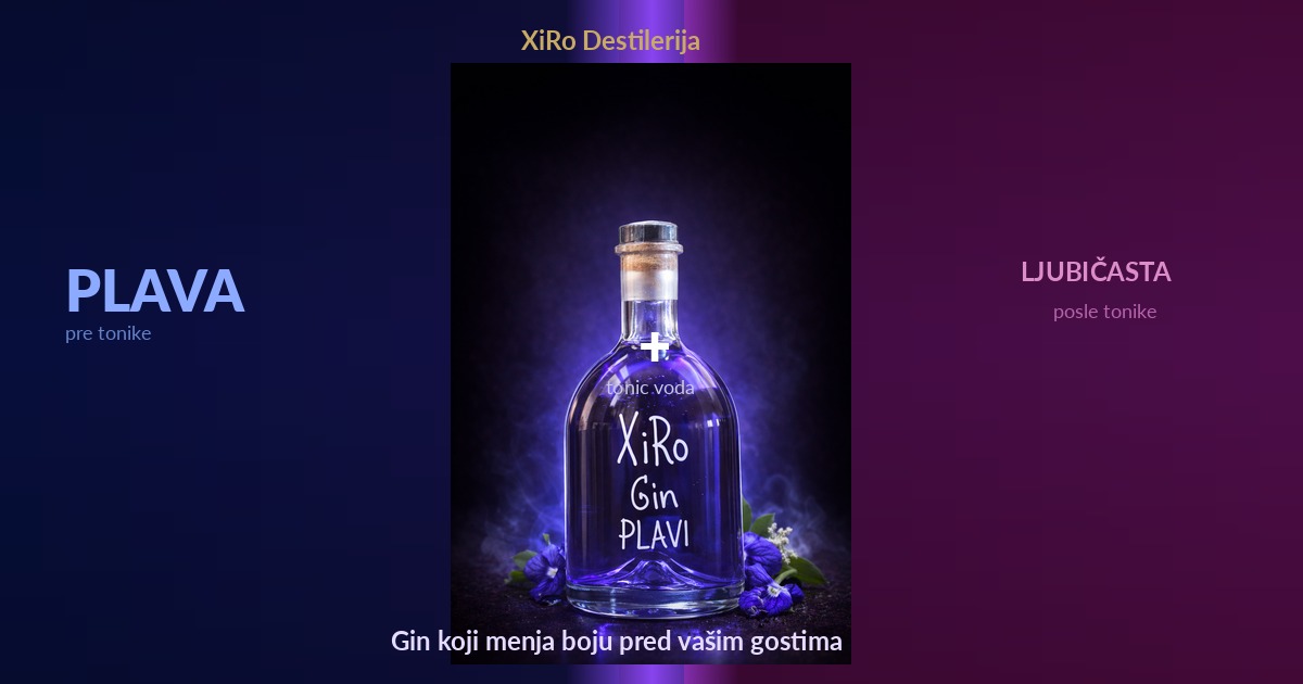 Gin Plavi XiRo Destilerija — gin koji menja boju od plave do ljubičaste kad dodate tonic